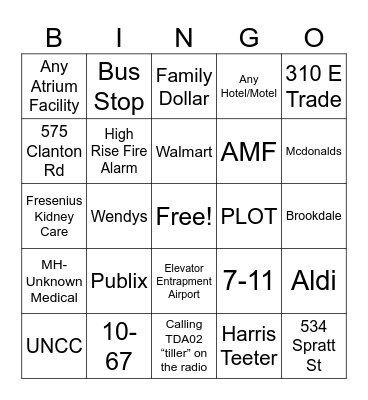 Alarm Bingo Card