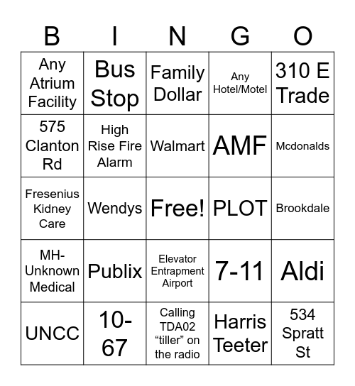 Alarm Bingo Card