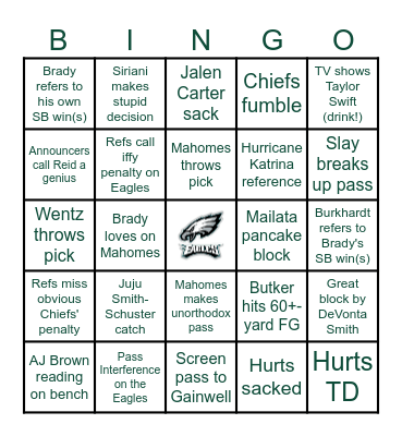 Super Bowl LIX Bingo Card
