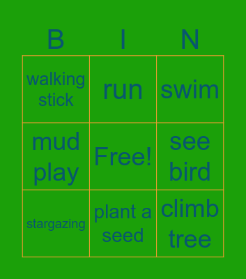Nature Bingo Card
