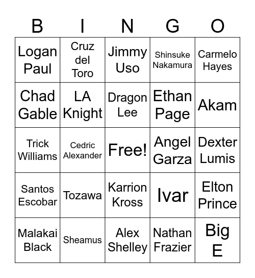 2025 Royal Rumble Bingo Card