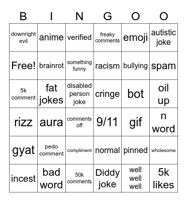 Ig Reels Bingo Card