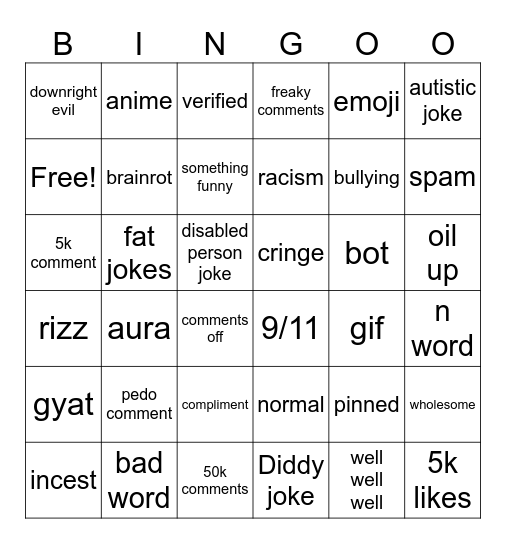 Ig Reels Bingo Card