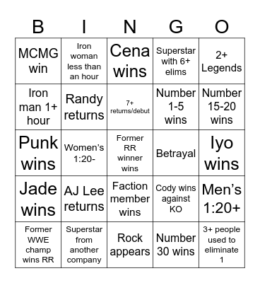 RR 2025 Bingo Card