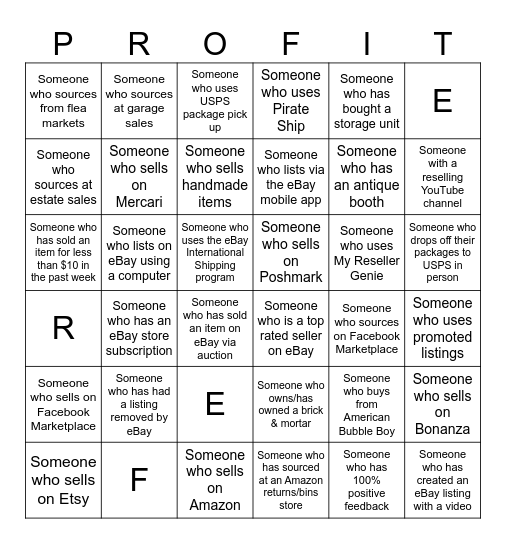 Name______________________________ Bingo Card