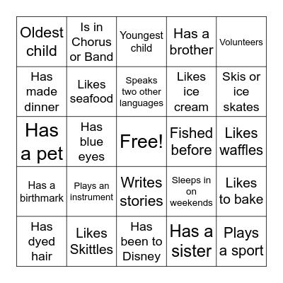 Meet me Bingo Card