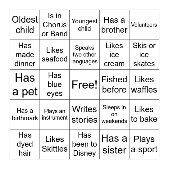 Meet me Bingo Card