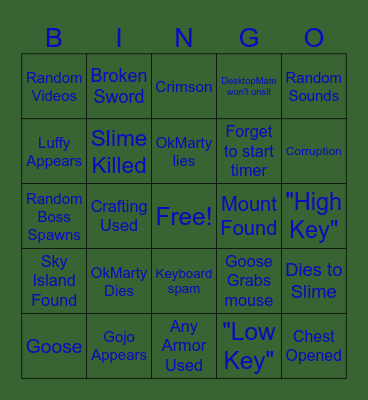 Terraria Chaos Binfo Bingo Card