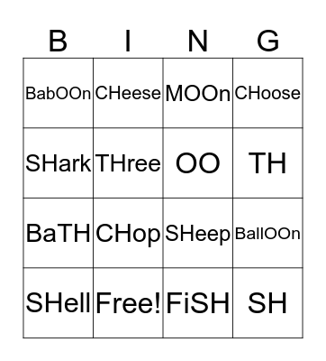 Bingo Phonics Bingo Card