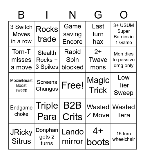 GG inc Watch Party Bingo Card