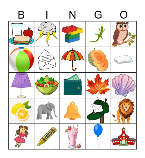 L - Words Bingo Card