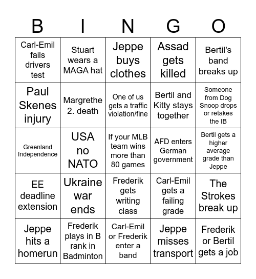 Bingo 2025 - Carl-Emile Bingo Card