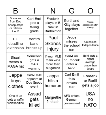 Bingo 2025 - Bertil Bingo Card