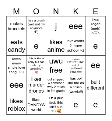 a bingo for monkey from me :O Bingo Card