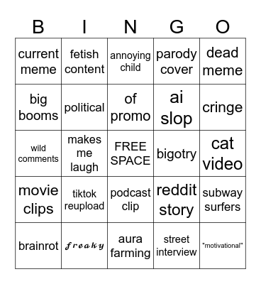 first time ever using instagram reels bingo Card