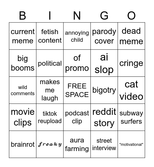 first time ever using instagram reels bingo Card