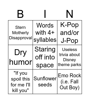 Brittany Bingo Card