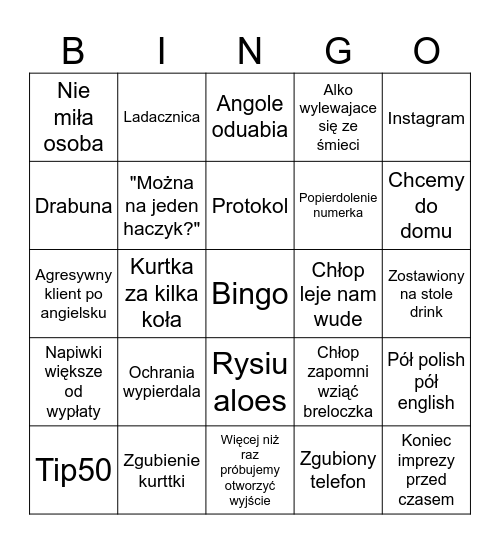 Szatnia Bingo Card