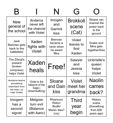Onyx Storm sequel Bingo Card
