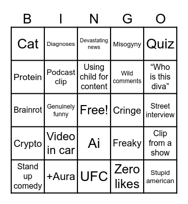 TikTok bingo Card