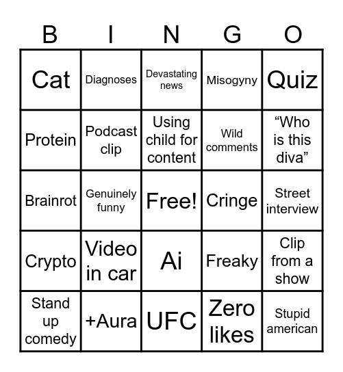 TikTok bingo Card