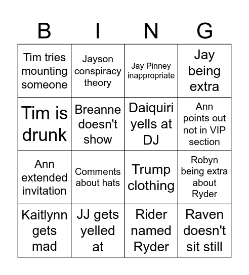 LeClingo Bingo Card