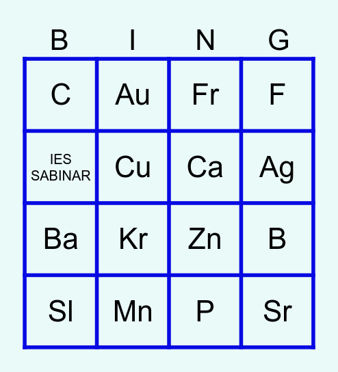 Tabla Periódica Bingo Card