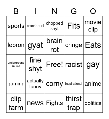 Ig reels Bingo Card