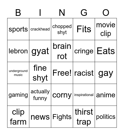 Ig reels Bingo Card