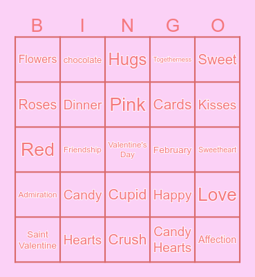 Saint Valentine's Day Bingo Card