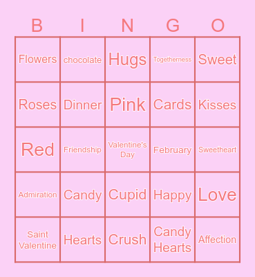 Saint Valentine's Day Bingo Card
