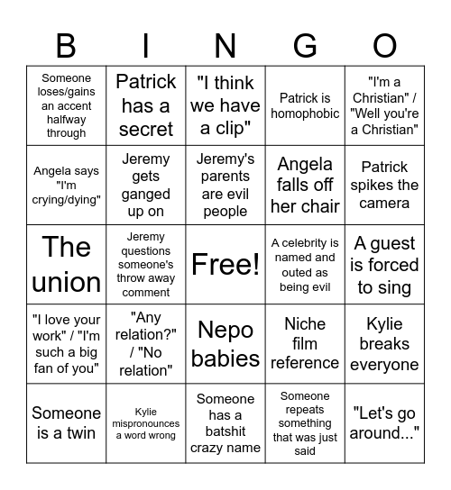 Aoaoaoa Live Show! Bingo Card