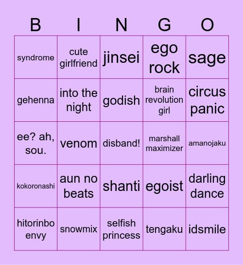 Project Sekai Bingo Card