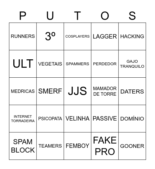 PUTOS CHATOS Bingo Card