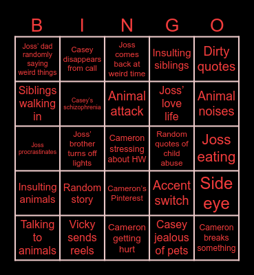Psycho Bingo Card