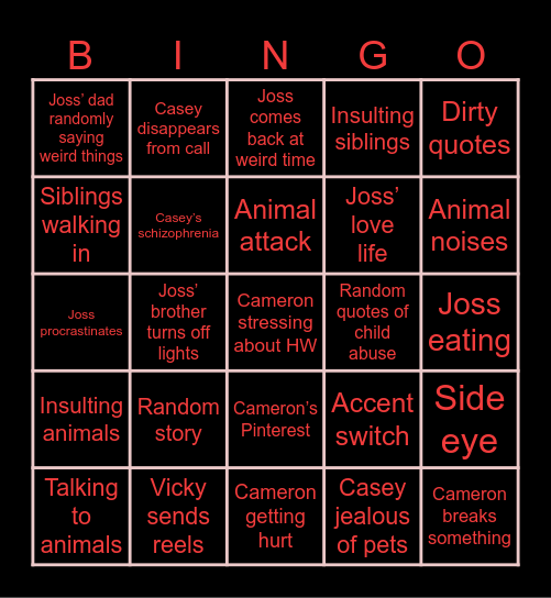 Psycho Bingo Card