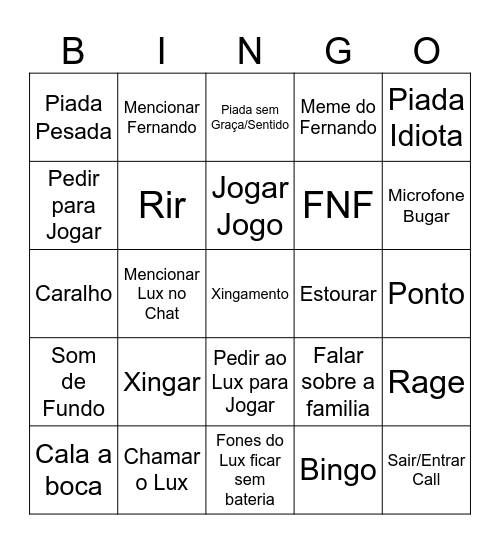 CALL BINGO Card