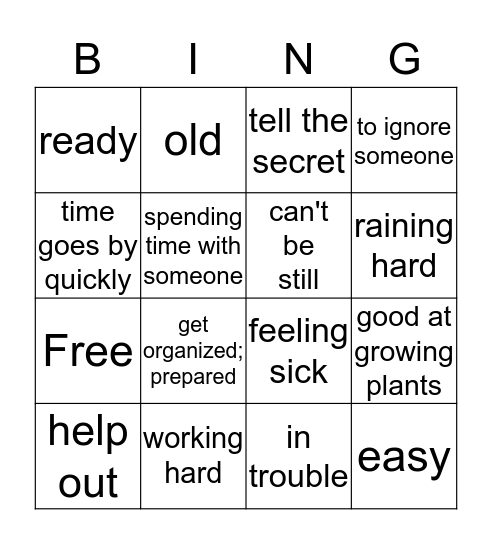 IDIOM BINGO Card