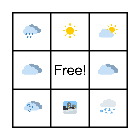Weather Bingo Card