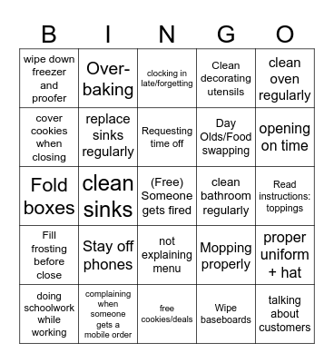 Staff meeting Bingo Card