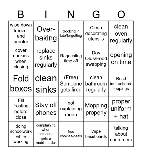 Staff meeting Bingo Card