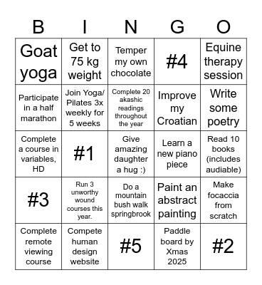 Maria's 2025 Resolutions Bingo Card