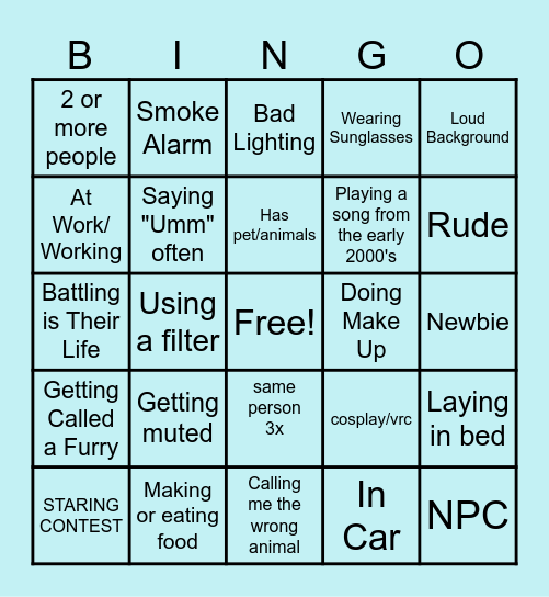 Co-host Bingo Card