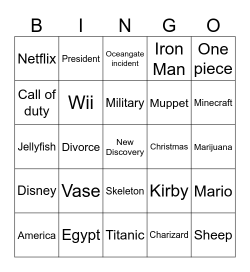 Infinite craft Bingo Card
