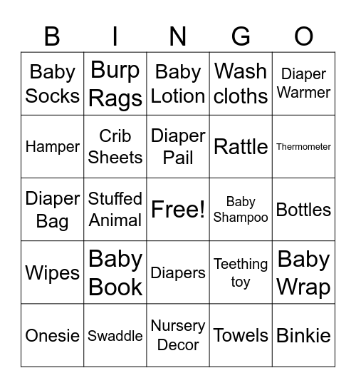 Baby Bingo Card