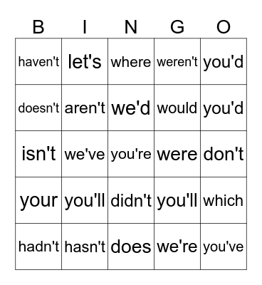 SIGHT WORDS Bingo Card