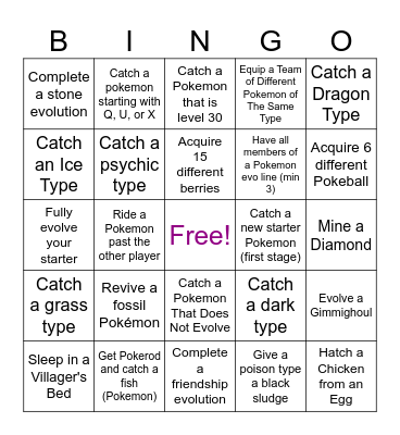 Cobblemon Bingo Card