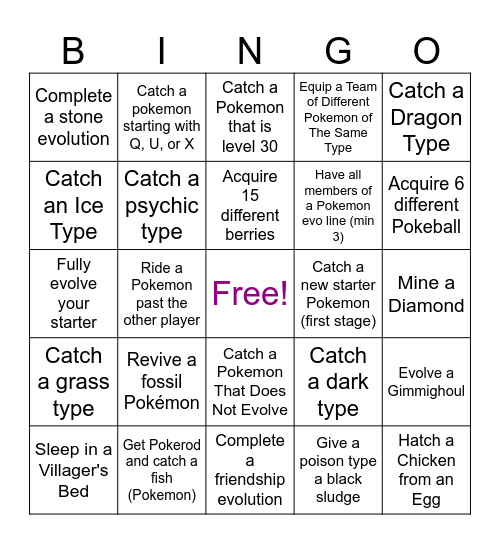 Cobblemon Bingo Card