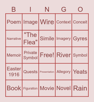 It's my Symbol and I'll Cry if I Want to Bingo Card