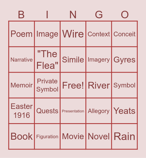 It's my Symbol and I'll Cry if I Want to Bingo Card